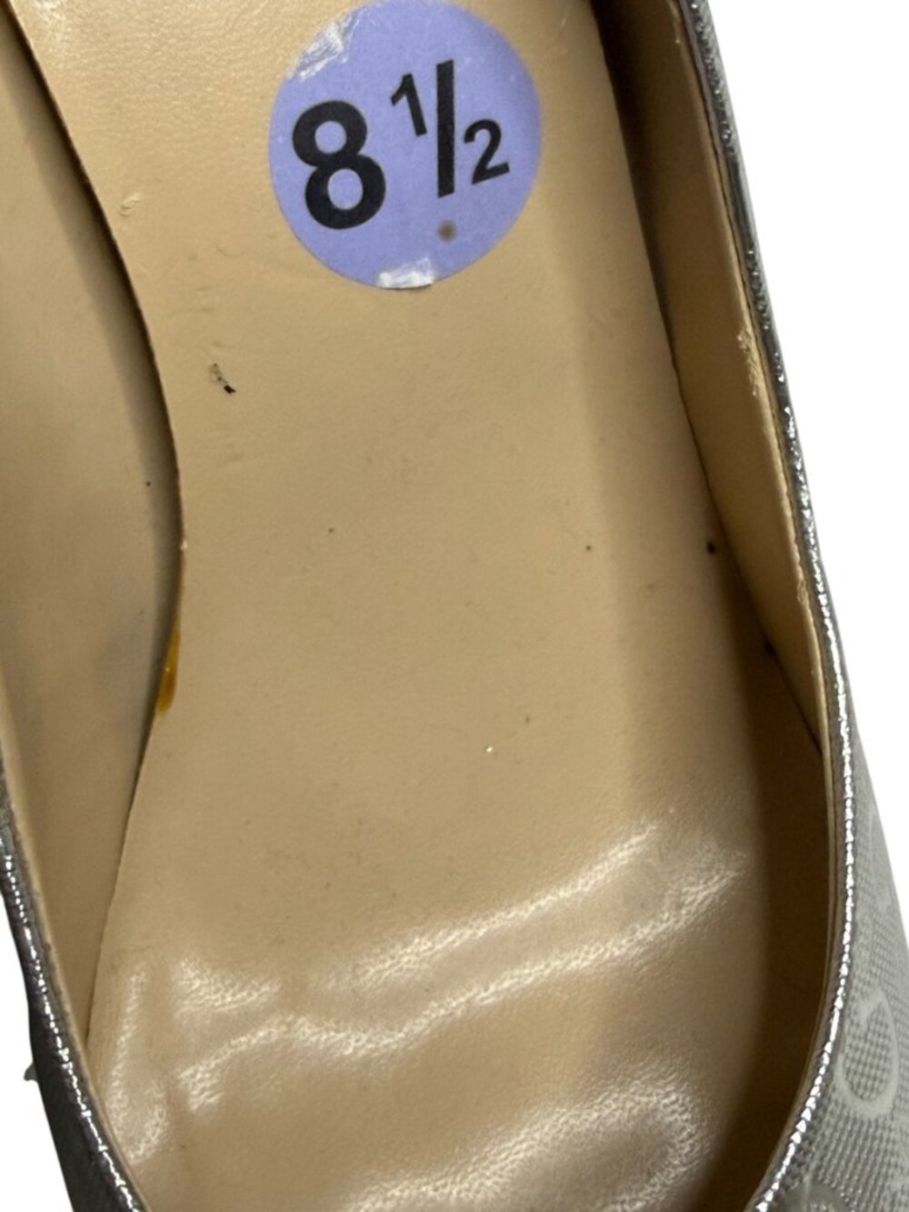 Guess Trace Pumps Shoes Stiletto Heel Logo Pointed Toe Metallic Silver 8.5 - Picture 11 of 13